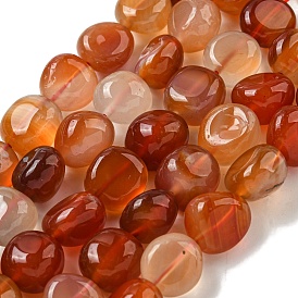 Natural Brazil Red Agate Beads Strands, Dyed & Heated, Tumbled Stone, Nuggets