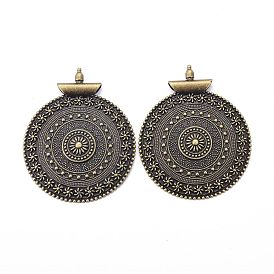 Тибетский сплав стиля большие кулоны, плоские круглые с цветком