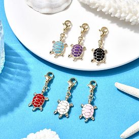 Подвесные украшения из эмалевого сплава с черепахой, 304 подвески-застежки-лобстеры из нержавеющей стали для украшений сумок