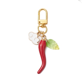 Horn of Plenty/Italian Horn Cornicello & Cloud 304 Stainless Steel Enamel Pendant Decorations, Alloy Swivel Clasps Charms for Bag Ornaments