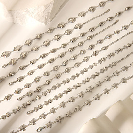 304 браслеты из нержавеющей стали ссылка для женщин, цвет нержавеющей стали