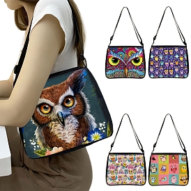 Owl Printed Polyester Shoulder Bags, for Women Bags, Rectangle