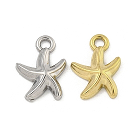 Ion Plating(IP) 304 Stainless Steel Charms, Starfish Charm