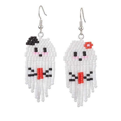 Серьга-пусет с подвесками в виде утюга со стеклом, призрак, платина