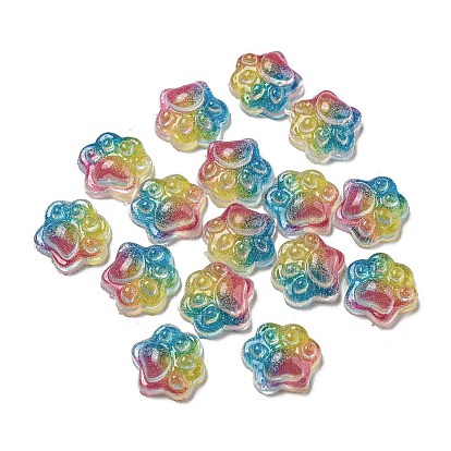 Luminous Transparent Resin Decoden Cabochons, Glow in the Dark Paw Print with Glitter Powder