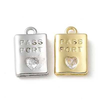 Стойка металлическая латунная микропрофилированная кубическая циркония подвески, прямоугольник с подвесками в виде паспорта