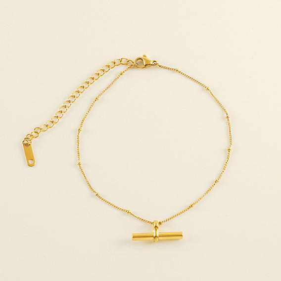 201 женские браслеты на щиколотку из нержавеющей стали с подвесками в виде Т-образной планки