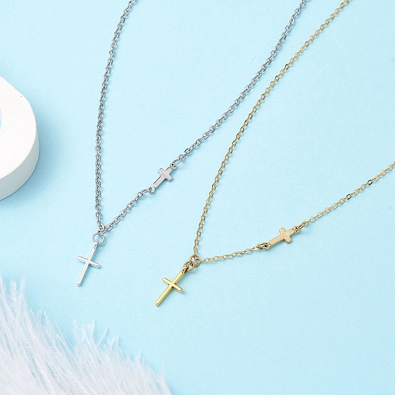 2 шт. 2 цвета крест 304 ожерелья из нержавеющей стали для женщин