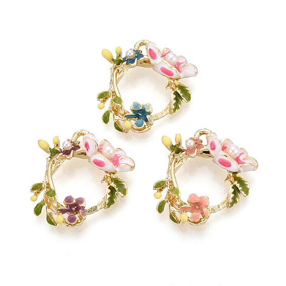 Подвески из эмали, АБС-пластика, искусственного жемчуга и стразов с гальваническим покрытием., , золотые, без кадмия, без никеля и без свинца