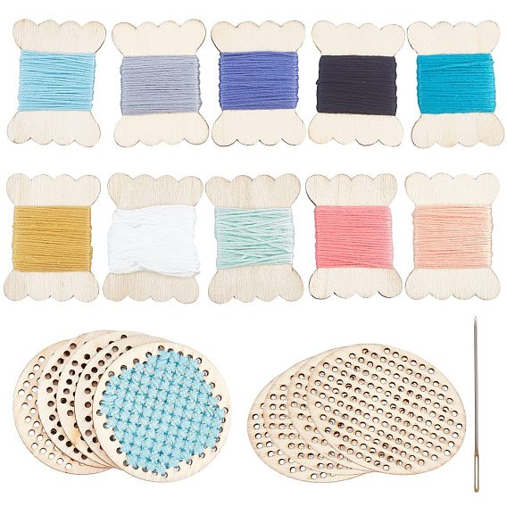Wood Embroidery Thread Plate, Cross Stitch Threading Board Tools