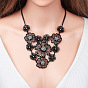 Exquisite Gothic Flower Necklace with Black Rhinestones - Handmade Statement Jewelry