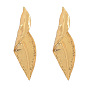 Vintage Alloy Curved Leaf Earrings for Women, Exaggerated Metal Ear Jewelry with Chic Style