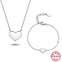 Родиевое покрытие 925 комплект украшений в форме сердца из стерлингового серебра, ожерелья с подвесками из эмали и браслет из звеньев