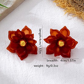 Alloy & Acrylic Stud Earrings for Women, Flower