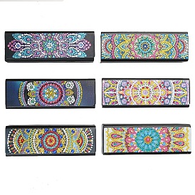 DIY Imitation Leather Glasses Case Diamond Painting Kits, Eyeglasses Case Craft with Magnetic Closure, with Glue Clay, Tray, Pen, Rhinestones