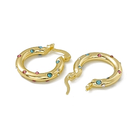 Colorful Cubic Zirconia Huggie Hoop Earrings, Rack Plating Brass Jewelry for Women, Lead Free & Cadmium Free