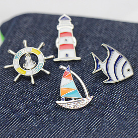 Simple Sailing Brooch Retro Temperament Badge Pin Suit Sweater Cardigan Accessories Men and Women Corsage Jewelry