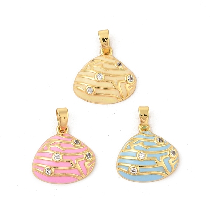 Латунные микро проложить кубического циркония подвески, без кадмия, без никеля и без свинца, с эмалью, оболочки прелести, реальный 18 k позолоченный