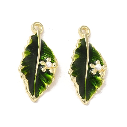 Стойки обшивки сплава эмали подвески, с ABS имитации жемчуга, без кадмия, без никеля и без свинца, очарование листа