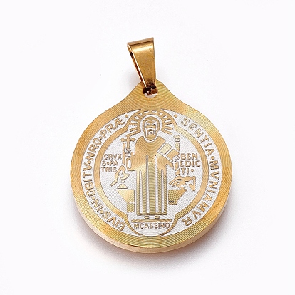 304 подвески из нержавеющей стали, плоские круглые с Сан-Бенито, 26x23x2.5 мм, отверстие : 4x5 мм