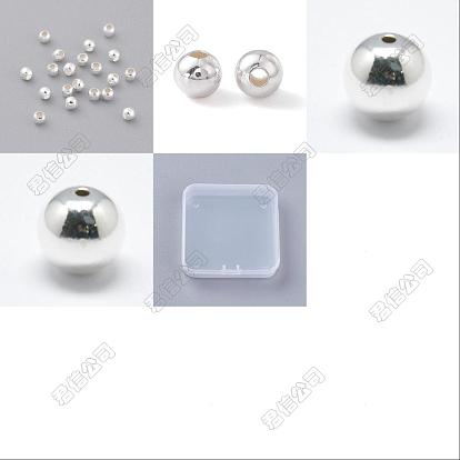 95pcs 4 styles 925 perles en argent sterling, rond sans couture