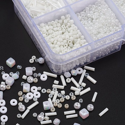 Kits de fabrication de bijoux diy, y compris 12/0 perles de rocaille en verre, Perles de bugle en verre, abs perles en plastique, Perles acryliques, polymère perles d'argile, Fil cristal