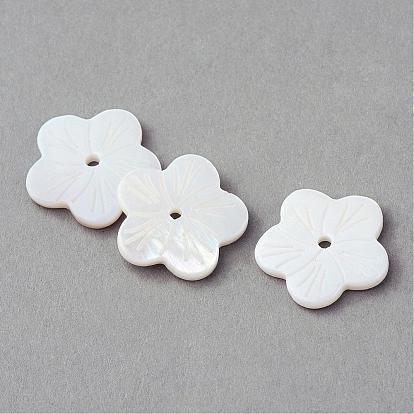 Perles de coquillage de mer naturelle, fleur