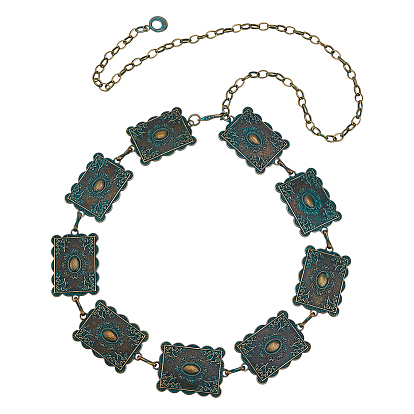 Женские ремни из цинкового сплава и железа с прямоугольными звеньями