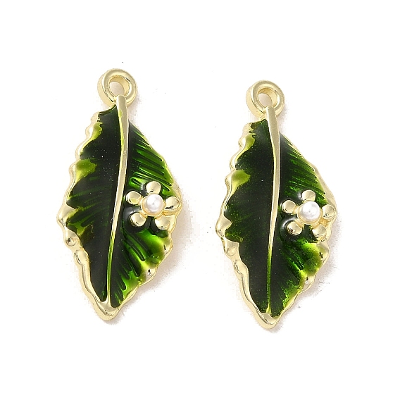 Стойки обшивки сплава эмали подвески, с ABS имитации жемчуга, без кадмия, без никеля и без свинца, очарование листа