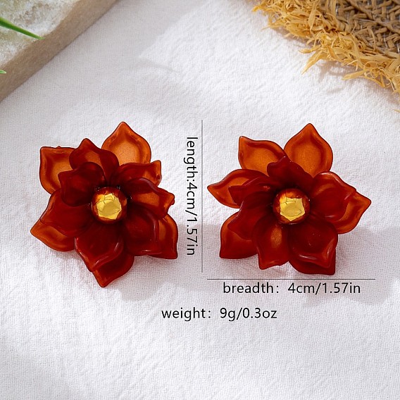 Alloy & Acrylic Stud Earrings for Women, Flower