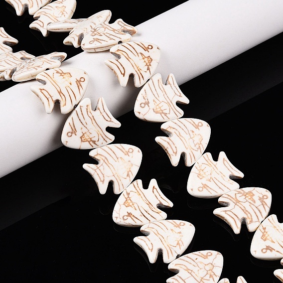 Синтетических нитей бирюзовые бусы, окрашенные, рыба