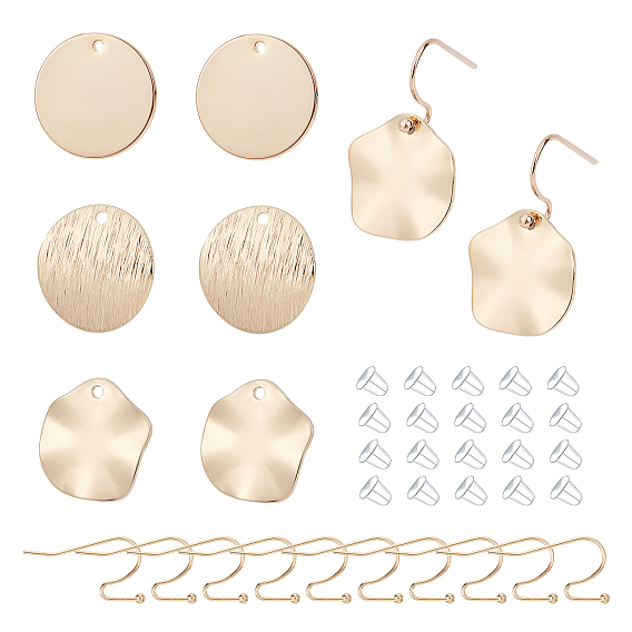 DIY Earring Making Kit, Including Brass Pendants, Brass Earring Hooks, Plastic Ear Nuts