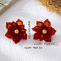 Alloy & Acrylic Stud Earrings for Women, Flower