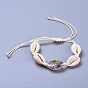 Adjustable Cowrie Shell Beaded Necklace and Bracelets Jewelry Sets, with Eco-Friendly Korean Waxed Polyester Cord