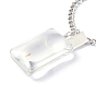 Dandelion Seed Wish Necklace for Teen Girl Women Gift, Transparent Rectangle Glass Pendant Necklace, with Iron Chain