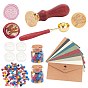 DIY Wax Seal Stamp Kits, Including Sealing Wax Particles, Candle, Beech Wood Handle, Brass Wax Sticks Melting Spoon, Brass Wax Seal Stamp Head, Paper Envelope