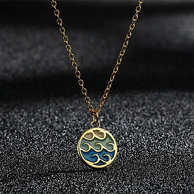 Красочный волнообразный кулон из латуни с синей эмалью 201 цепочки из нержавеющей стали для женщин