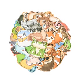 50Pcs Big Eyed Animal Group PVC Waterproof Stickers, Self-adhesive Decals, for DIY Scrapbooking, Photo Album Decoration, Mixed Shapes