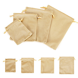 4Pcs 4 Styles Velvet Jewelry Drawstring Storage Pouches, Rectangle