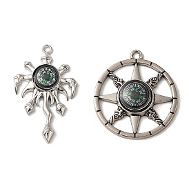 Alloy Pendant, with Glass Compass, Cadmium Free & Lead Free