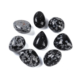Natural Snowflake Obsidian Beads, Nuggets, No Hole, Tumbled Stone