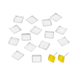 15 шт. 925 квадратные оправы для кабошонов из стерлингового серебра