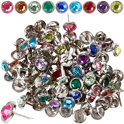 150 шт. платиновых железных брадсов со стразами, плоско-круглые, скрапбукинга, Фотоальбом, украшение свадебных принадлежностей, детские куклы, бумажные карточки diy