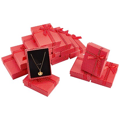 Valentines Day Gifts Packages Cardboard Jewelry Set Boxes, Rectangle, with Sponge