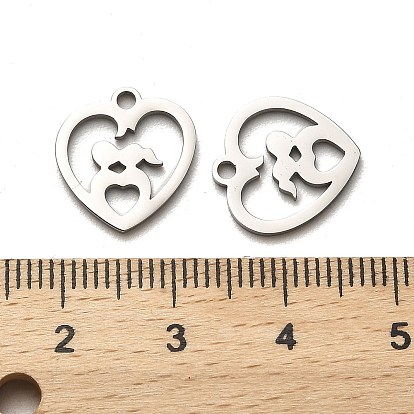 Valentine's Day 316 Surgical Stainless Steel Charms, Laser Cut, Heart Charm, Stainless Steel Color