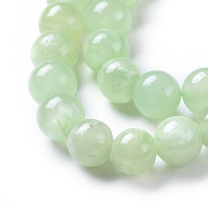 Natural Prehnite Beads Strands, Dyed, Round