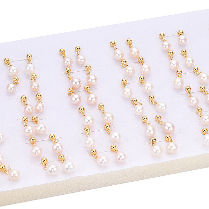 Boucles d'oreilles pendantes en forme de larme avec perles naturelles, boucle d'oreille pendante en laiton avec des épingles en argent sterling