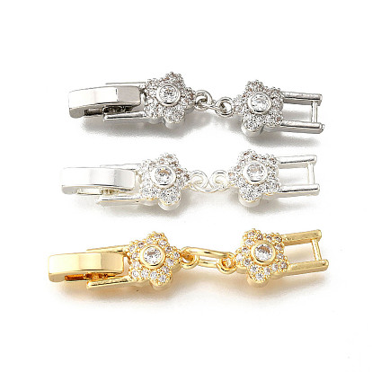 Латунное микропейв, прозрачный кубический цирконий, складные застежки, цветок