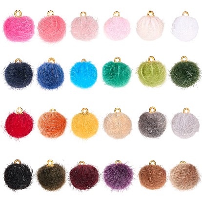 96 шт 24 цвета пластиковые подвески, круглые подвески в виде шариков из искусственного меха, с полиэстеровыми и золотыми прищепками