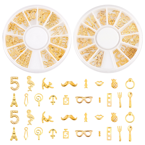 4 Boxes 2 Style Alloy Cabochons, Nail Art Studs, Nail Art Decoration Accessories, Mixed Shapes